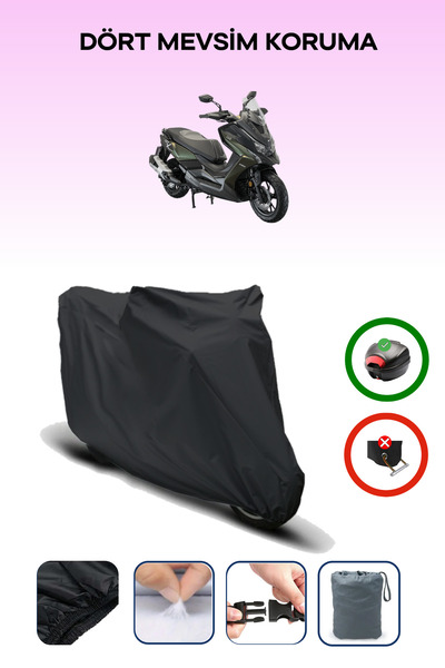 Breen Black Rear Bag Compatible Kymco Dtx 250 Compatible Motorcycle Tarpaulin...