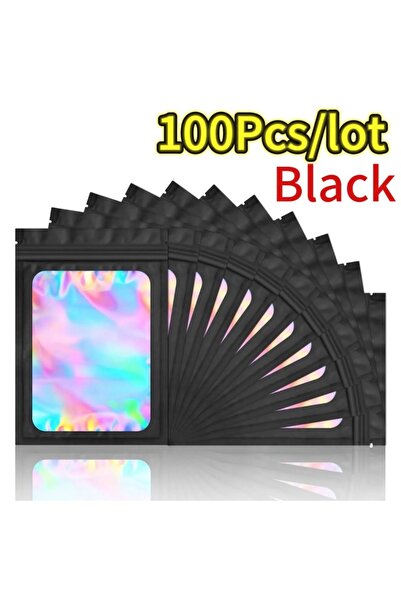 Choice36 500 كيس أسود بسحاب، مقاس 10.5 × 15 سم، 100-500 حقيبة هولوغرافي بسحاب...