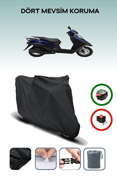 Breen Black Rear Bag Compatible Haojue Hj 125 St Compatible Motorcycle Tarpaulin Motor Cover