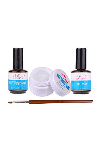 SELA Set Primer + Top Coat + Transparent Construction Gel 15 ml + Gel Brush