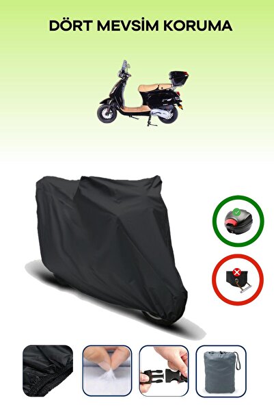 Breen Black Rear Bag Compatible Falcon Cooper 125 Efi Compatible Motorcycle Canvas Motor Cover