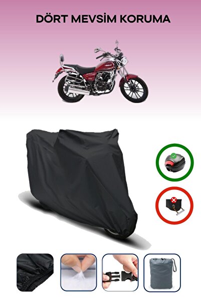Breen Black Rear Bag Compatible Falcon Crown 150 Compatible Motorcycle Tarpaulin Motor Cover