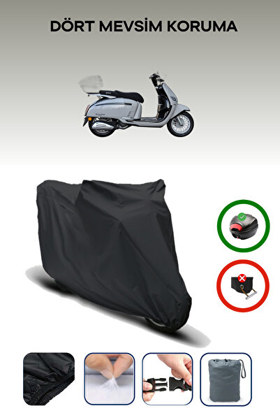 Breen Black Rear Bag Compatible Yuki Risotto 125 Compatible Motorcycle Tarpaulin Motor Cover