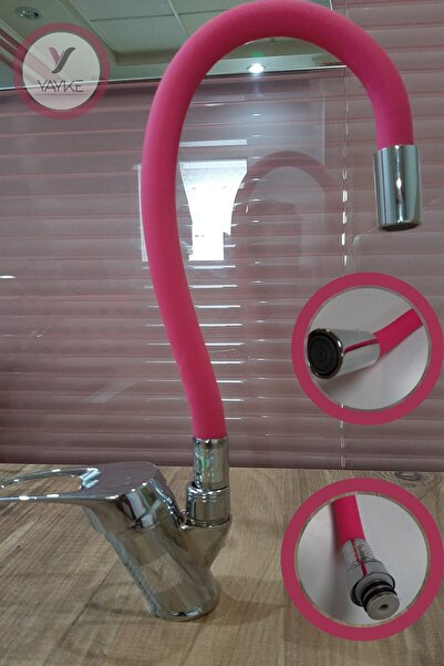 Yayke Pembe Renkli Oynar Başlıklı Spiral Musluk Başlığı Batarya Başlığı Döneb...