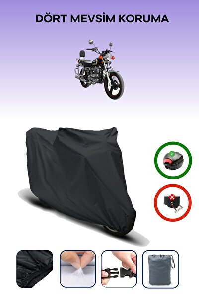Breen Black Rear Bag Compatible Yuki Afşin 250 Compatible Motorcycle Tarpauli...