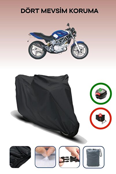 Breen حقيبة خلفية سوداء متوافقة مع غطاء محرك الدراجة النارية المتوافق مع هوندا VTR 250