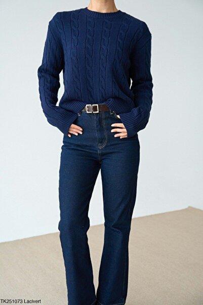 ibeeka Navy blue sweater with braided detail