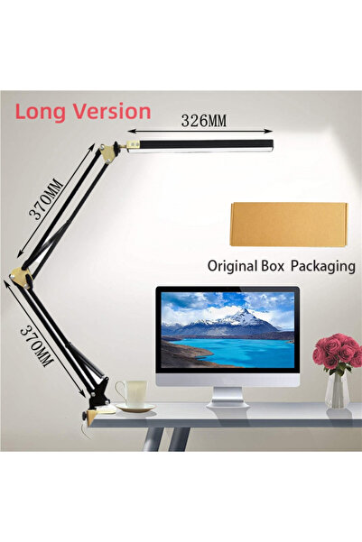 Choice L-Black-Gold BOX LED Desk Lamp with Clamp 10W Swing Arm Desk Lamp Eye-Caring Dimmable Desk Light wi