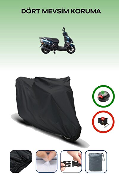 Breen Black Rear Bag Compatible Falcon Mocco 125 Compatible Motorcycle Tarpau...