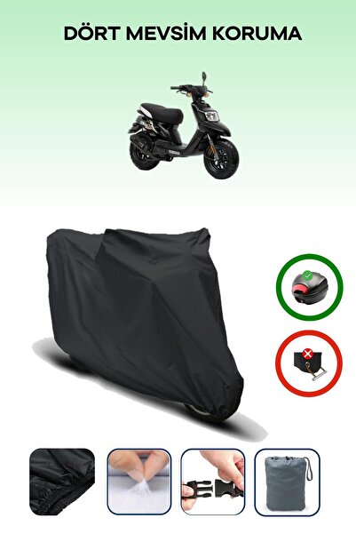 Breen Black Rear Bag Compatible Yamaha Bw's 50 Compatible Motorcycle Tarpaulin Motor Cover