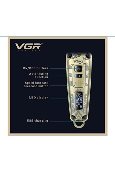 VGR ماكينة حلاقة الشعر المعدنية الممتازة V-901 مزودة بشاشة LED، وذراع قابل للتعديل، ووقت تشغيل طويل