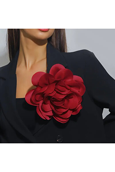 CADOLUX Broșă floare roșie supradimensionată cu diametrul de 18-20 cm