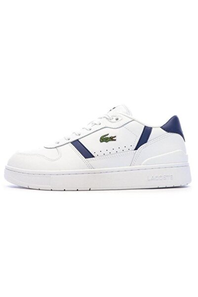 Lacoste T-Clip Leather Mens Sneaker Genuine Leather Casual Sports Shoes White Blue