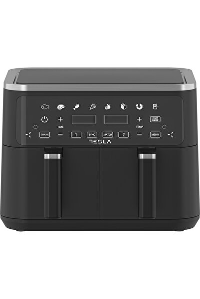 TESLA Friteuza aer cald AF900BSD, 9 L, cos dublu, 2400W, panou digital, 8 pro...