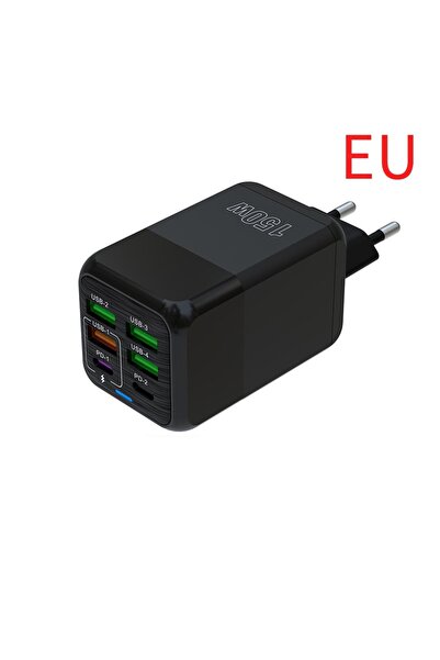 Choice1 شاحن USB متعدد المنافذ بقوة 150 واط باللون الأسود، مزود بـ 6 منافذ لل...