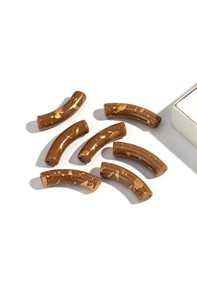 Choice4 8mm-20pcs brown 8mm 20pcs Acrylic Bamboo Curved Tube Beads Spray Pain...