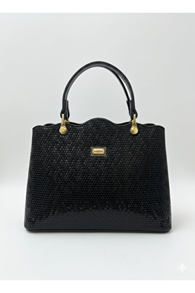 Sanmorris Women's 2-Compartment Wave Detailed Stylish Hand and Shoulder Bag with Adjustable Strap