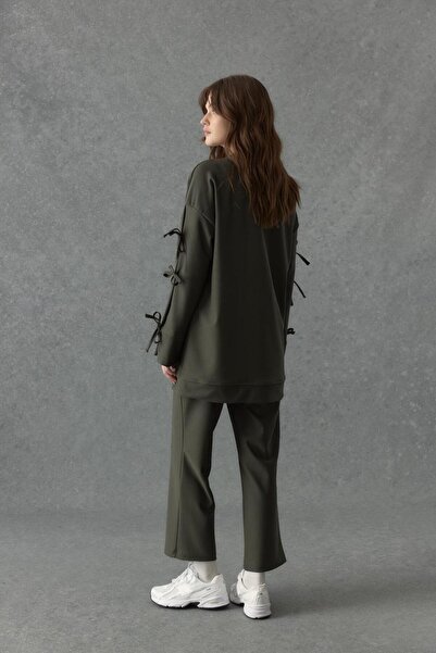 Merve Gültekin Steel Interlock Bow Detail Suit Khaki