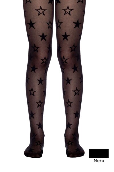 Conte Elegant Ciorapi subțiri pentru copii cu model în stea, Starlet 20 Den - Nero, 158-164
