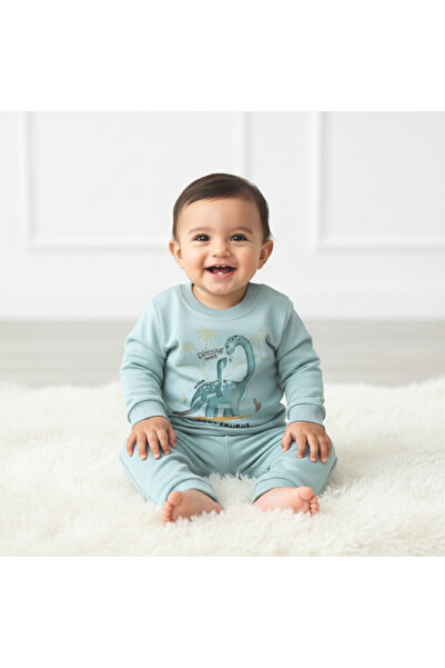 Elbebek Baby طقم أطفال ديناصور مطبوع مصنوع من القطن بنسبة 100%
