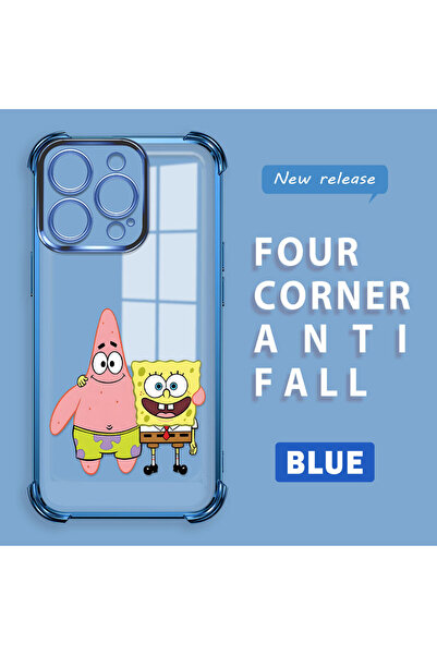 ucuc غطاء حماية شفاف من السيليكون متوافق مع آيفون 16 برو بتصميم سبونج بوب الس...