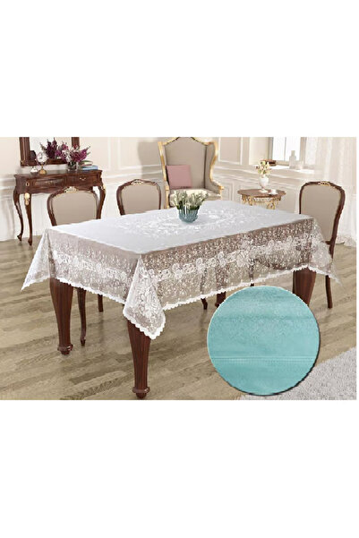 RASEL Set stolnjaka sa pletenim panelima i uzorkom 160*220 SultanTurquoise