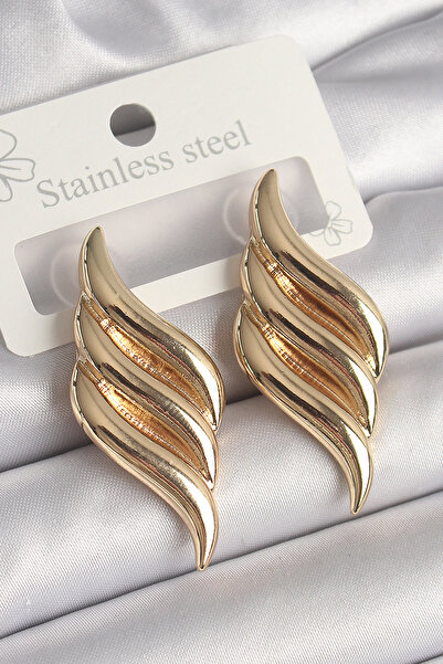 Mustran النحاس الذهب اللون 3 صف موجة نموذج الأقراط النسائية