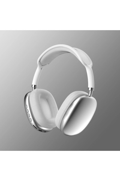 P9 سماعة رأس لاسلكية احترافية بتقنية بلوتوث، تغطي الأذن بالكامل، مزودة بميكروفون، باللونين الأسود والفضي.