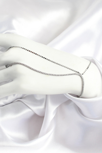 Mustran Brass Zircon Stone Crushed Chain Model Silver Color Women's Shahmeran