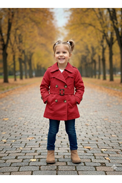 Orca Kids Fashion Unısex 2-8 Yaş Trençkot Kırmızı Premium