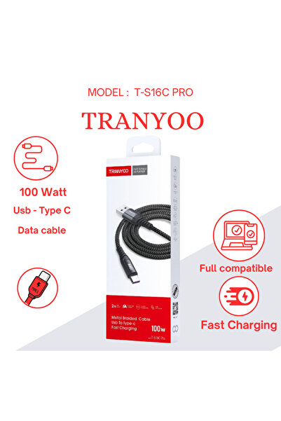 TRANYOO Fast Charging Cable 2 M - USB - Type C