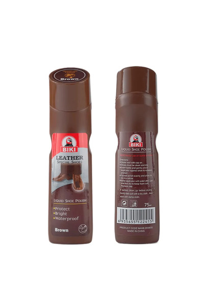 Biki ملمع أحذية سائل خاص بالجلد، يحمي ويحافظ على لمعانه ومقاومته للماء، 75 مل - بني