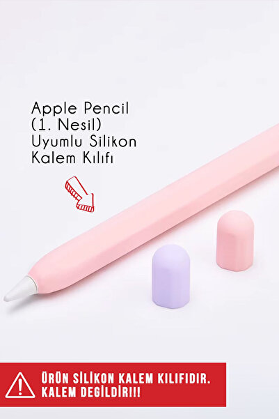 Nezih Case Apple Pencil (1.Nesil) Uyumlu Yumuşak Silikon Tam Kaplayan Kalem Kılıfı