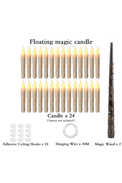 Choice White Warm-24pcs Halloween LED Floating Candles Magic Wand Remote Hang...