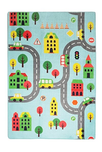 Chilai Home Anti-slip children's rug Road Blue 150x200 cm