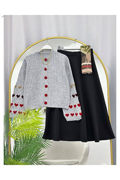 YEDİLALE Modest Two Piece Set - Gray - Long