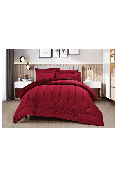 Red Rose Double bed set, star-shaped velvet winter fur, 230x250