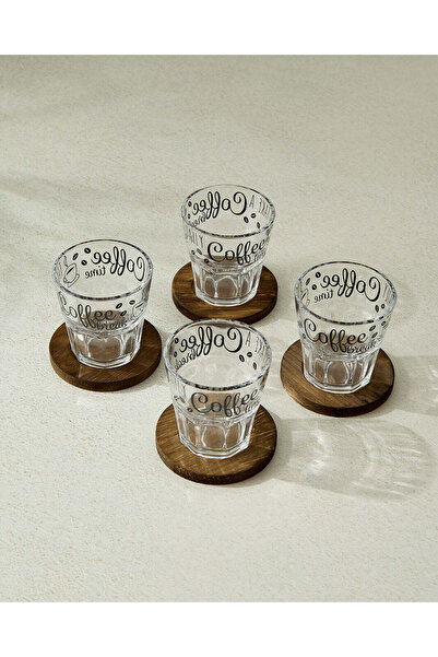 REDTAG طقم أكواب زجاجية شفافة مع قواعد من الخيزران (8 قطع)