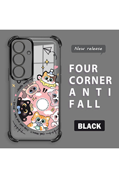 ucuc حافظة هاتف شفافة من السيليكون متوافقة مع سامسونج جالاكسي S25 بتصميم قطة ...