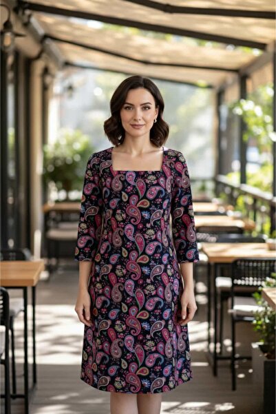 yb yağmur butik Rochie din flanelă cu guler pătrat