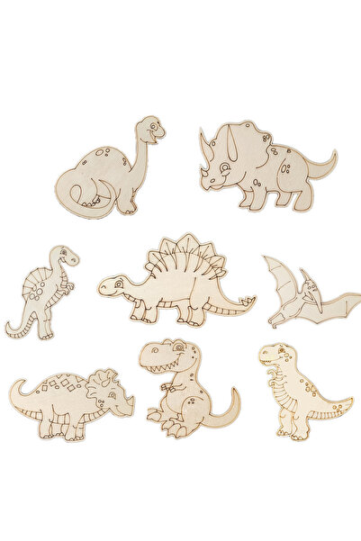 Choice6 مجموعة متنوعة من 10 قطع من زينة الديناصورات الخشبية، مثالية للرسم وال...