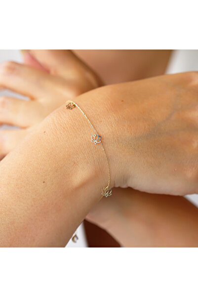 Glorria Altın Lotus Bileklik