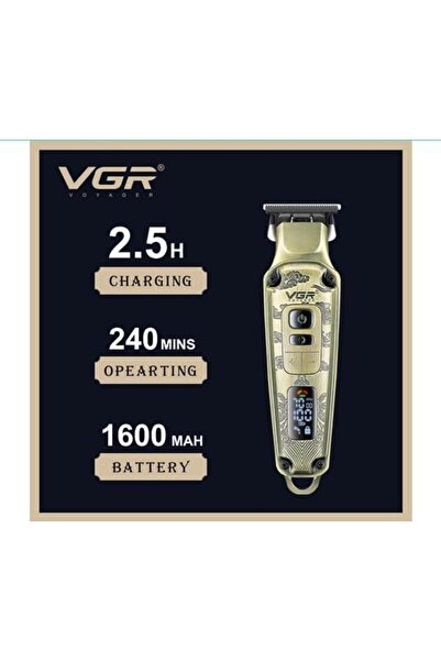VGR ماكينة حلاقة الشعر المعدنية الممتازة V-901 مزودة بشاشة LED، وذراع قابل للتعديل، ووقت تشغيل طويل