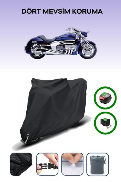 Breen Black Tail Bag and Lock Compatible Honda Valkyrie Rune Compatible Motorcycle Tarpaulin