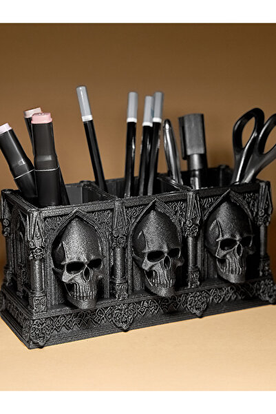 shop Gotik Kurukafa Masaüstü Düzenleyici - Çok Bölmeli 3D Baskı Kalemlik