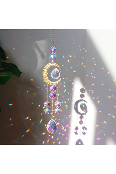 Choice3 B 1pc Moon Prism Sun Catcher For Window Moon Phase Dream Catchers Wit...