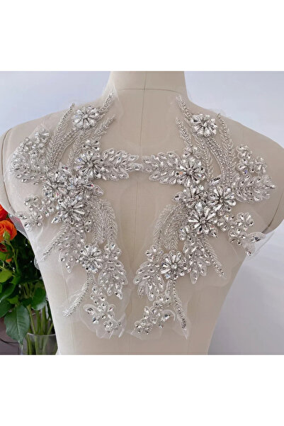 Choice9 off white 1Pair Multi-color Hand-sewn Glass Drill Mirror Flowers Spar...