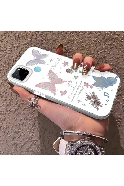 Hontinga حافظة هاتف متوافقة مع هاتف Realme C21Y/C25Y، حافظة على شكل فراشة مضا...