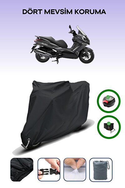 Breen حقيبة خلفية سوداء وقفل متوافقان مع Kymco Downtown 350i ABS متوافقان مع قماش المحرك