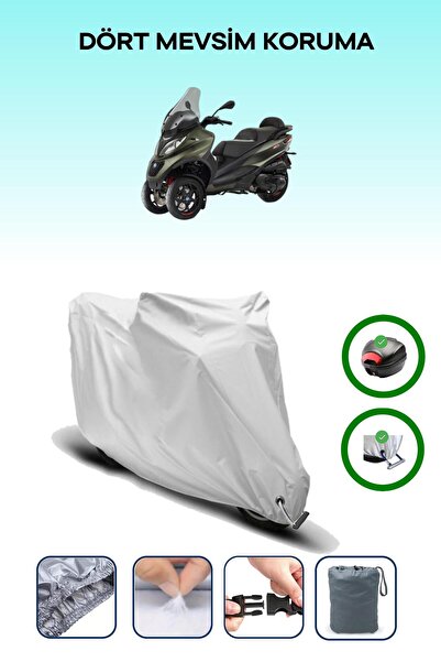 Breen حقيبة خلفية رمادية اللون ومتوافقة مع قماش المحرك المتوافق مع Piaggio MP3 350